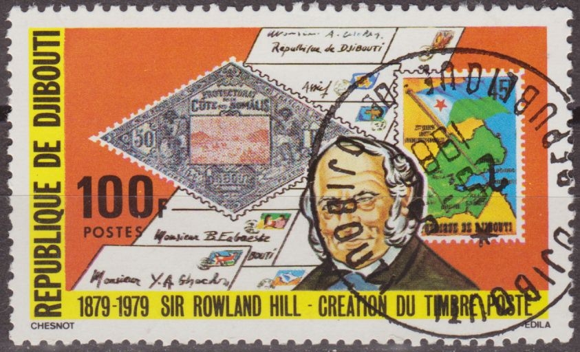 z vendido Djibouti 1979 Scott 494 Sello º Sir Rowland Cartas, Sello, Costa Somali y Cartas Barco 100Fr